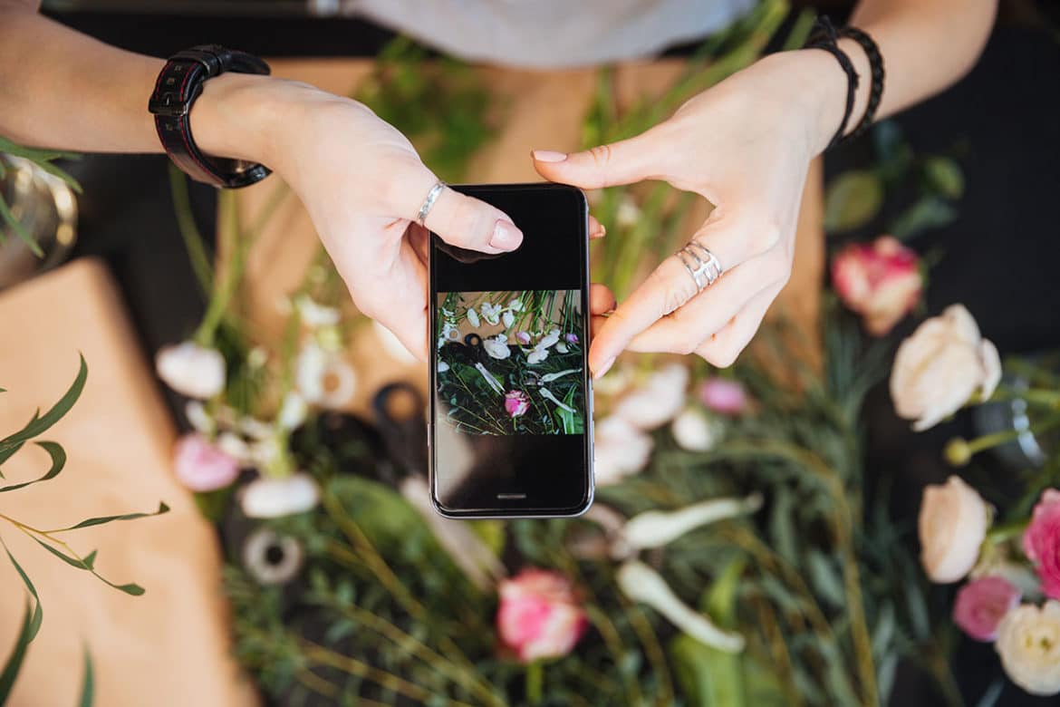 taking photo of flowers