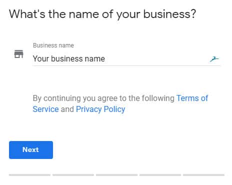 Google My Business enter business name