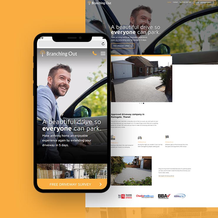 Branching Out Driveways web design by 9G websites