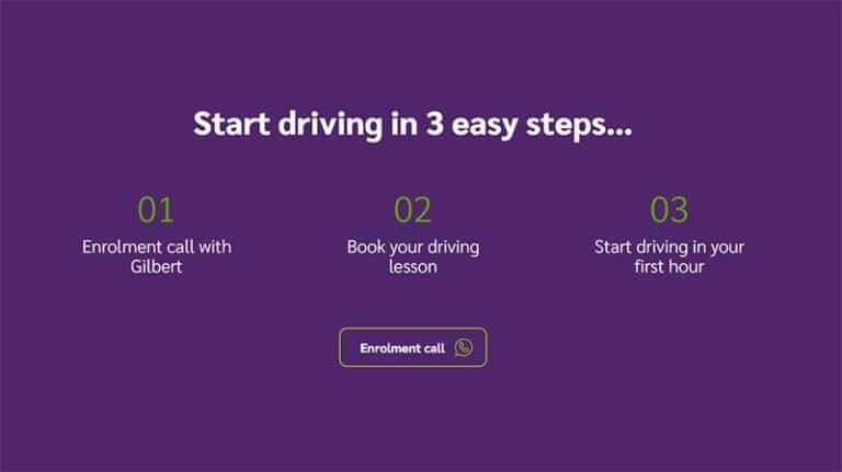 driving school website show the process