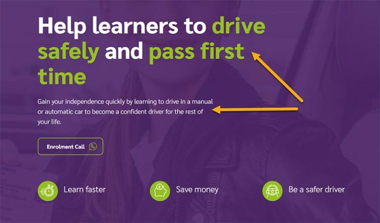 driving school website strong title and introduction