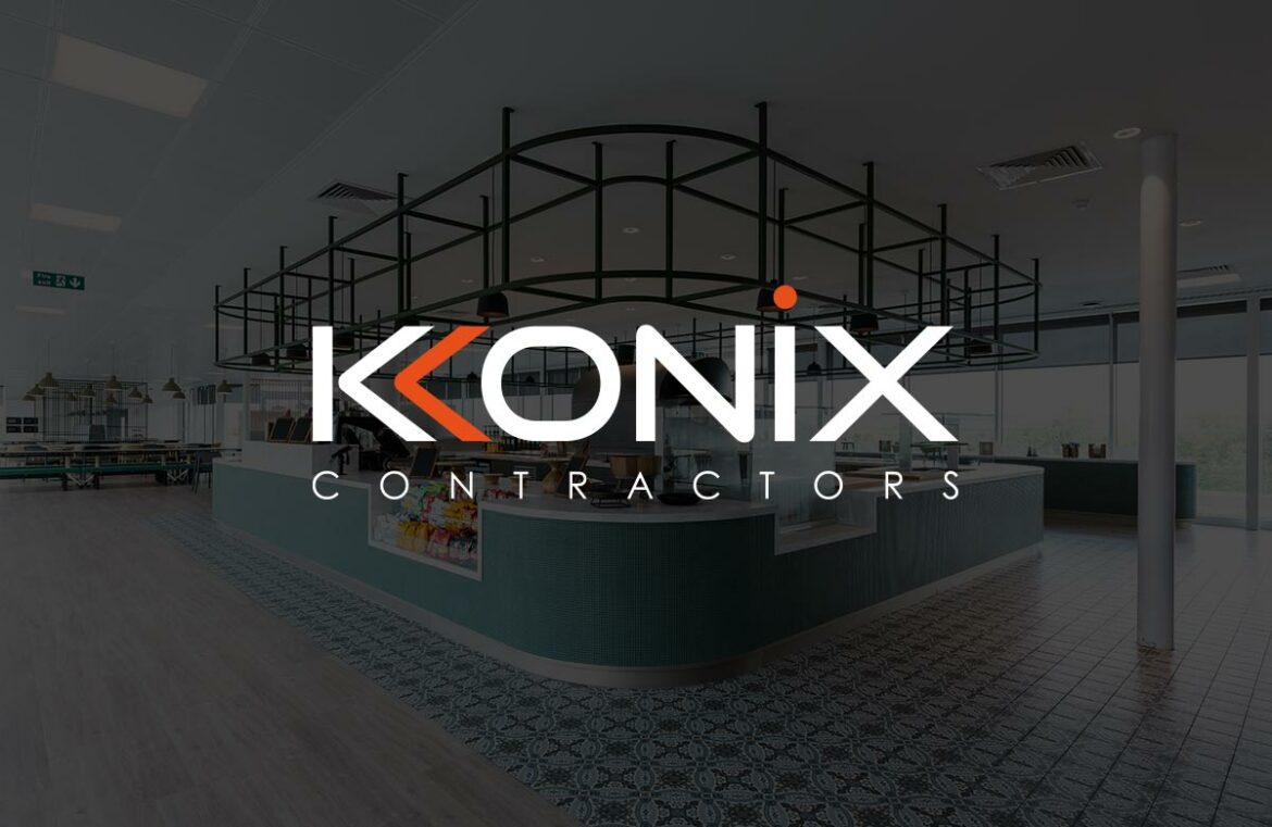 Konix Contractors logo over dark background