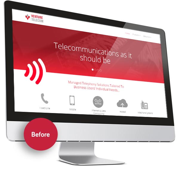 Venture Telecom before web design picture