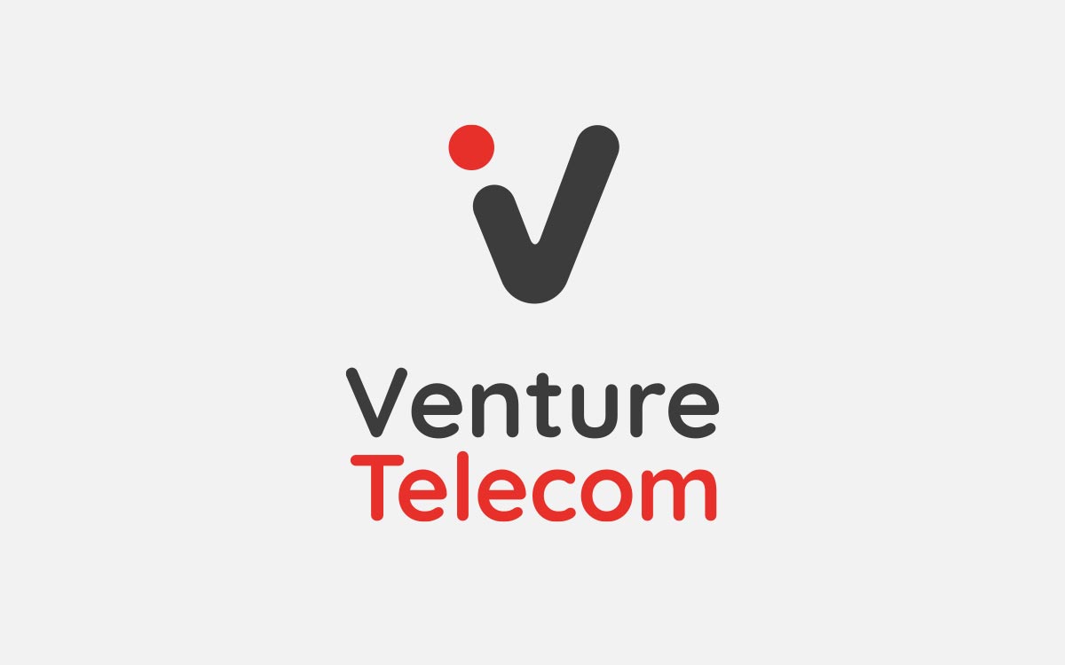 Venture Telecom logo on light grey bg