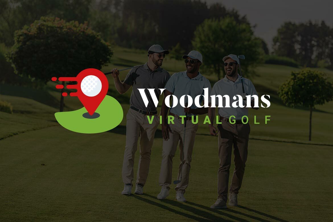 Woodmans Virtual Golf logo on golfers background