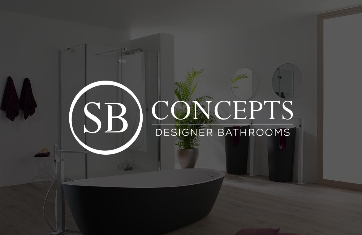 SB Concepts logo over bathroom image